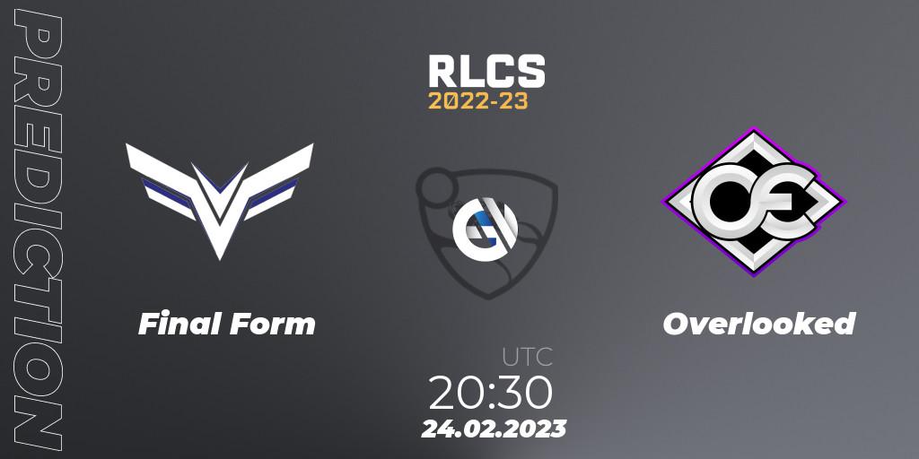 Final Form vs Overlooked: Match Prediction. 24.02.2023 at 20:30, Rocket League, RLCS 2022-23 - Winter: South America Regional 3 - Winter Invitational