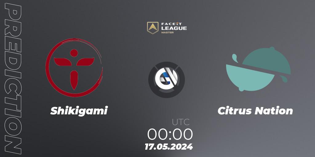Shikigami vs Citrus Nation: Match Prediction. 17.05.2024 at 00:00, Overwatch, FACEIT League Season 1 - NA Master Road to EWC