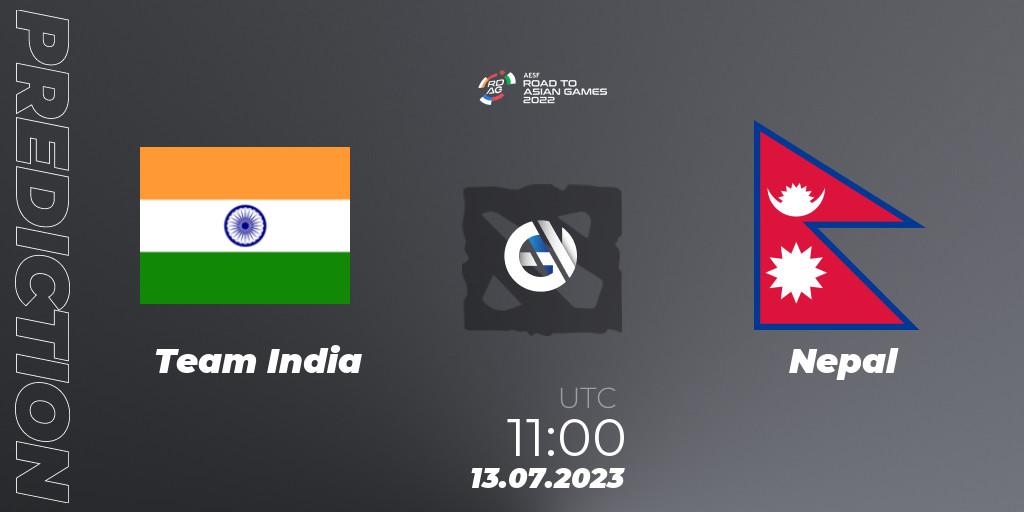 Team India vs Nepal: Match Prediction. 13.07.2023 at 11:00, Dota 2, 2022 AESF Road to Asian Games - South Asia