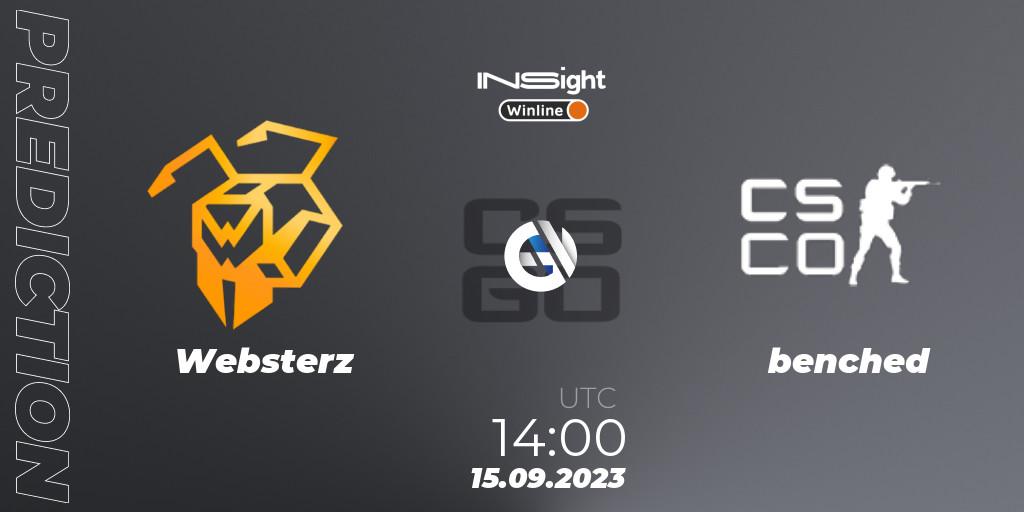 Websterz vs benched: Match Prediction. 15.09.2023 at 15:10, Counter-Strike (CS2), Winline Insight Season 4