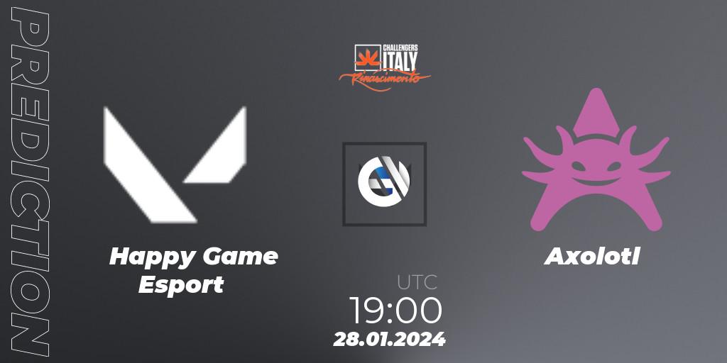 Happy Game Esport vs Axolotl: Match Prediction. 28.01.2024 at 19:00, VALORANT, VALORANT Challengers 2024 Italy: Rinascimento Split 1