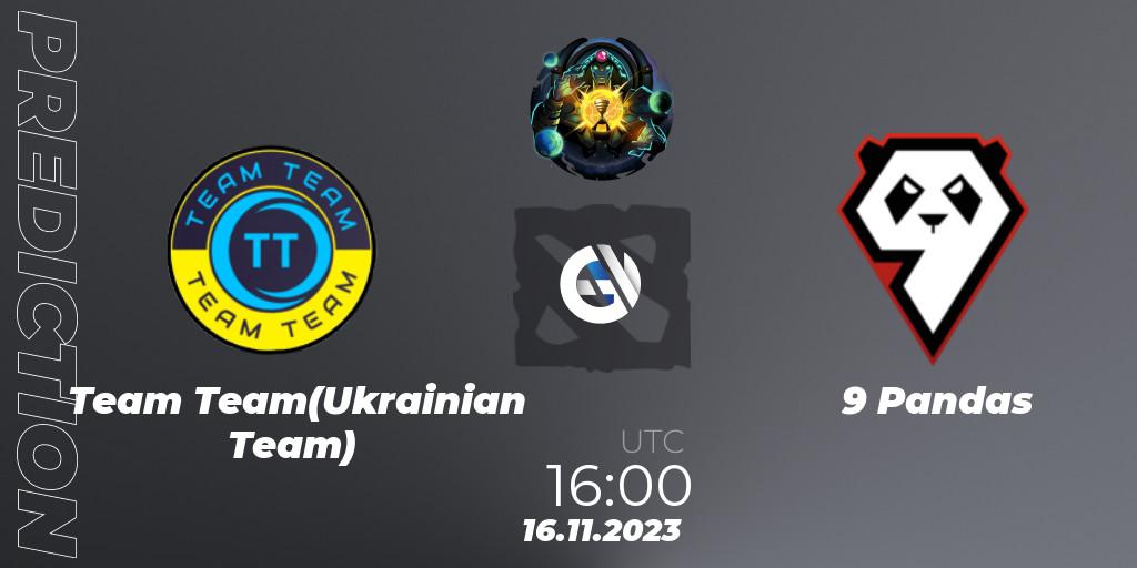 Team Team(Ukrainian Team) vs 9 Pandas: Match Prediction. 16.11.2023 at 16:02, Dota 2, ESL One Kuala Lumpur 2023: Eastern Europe Closed Qualifier