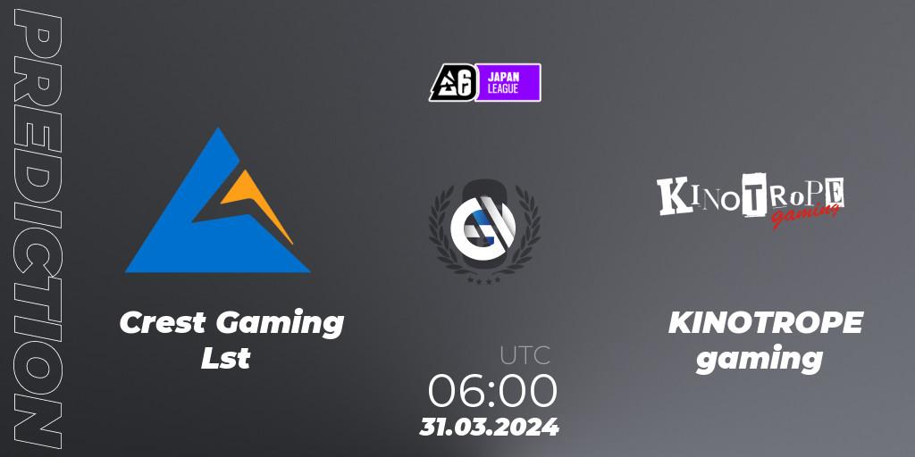 Crest Gaming Lst vs KINOTROPE gaming: Match Prediction. 31.03.24, Rainbow Six, Japan League 2024 - Stage 1