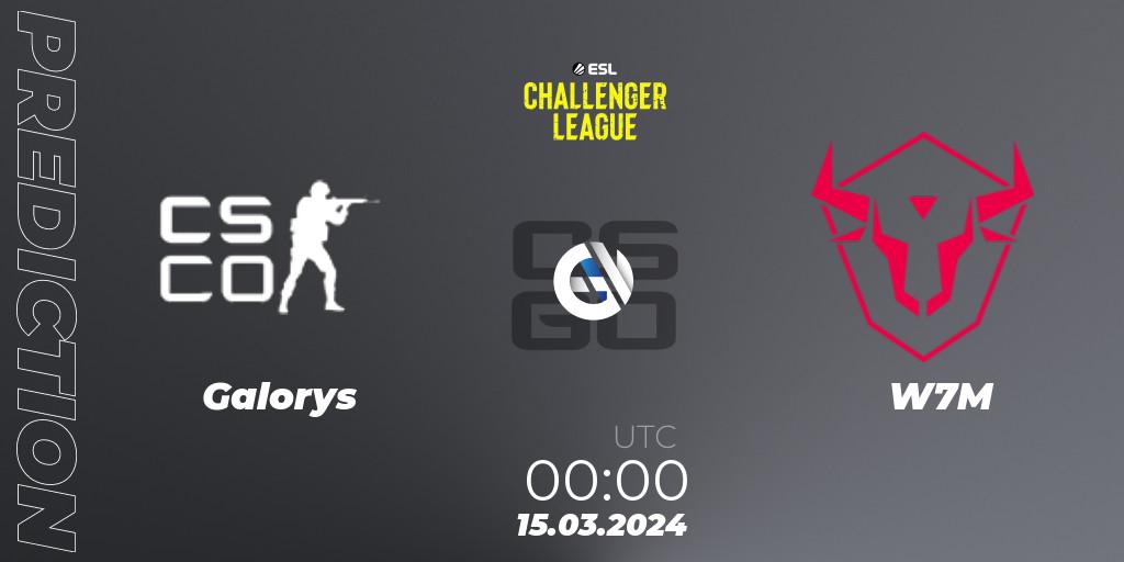 Galorys vs W7M: Match Prediction. 15.03.2024 at 00:00, Counter-Strike (CS2), ESL Challenger League Season 47: South America