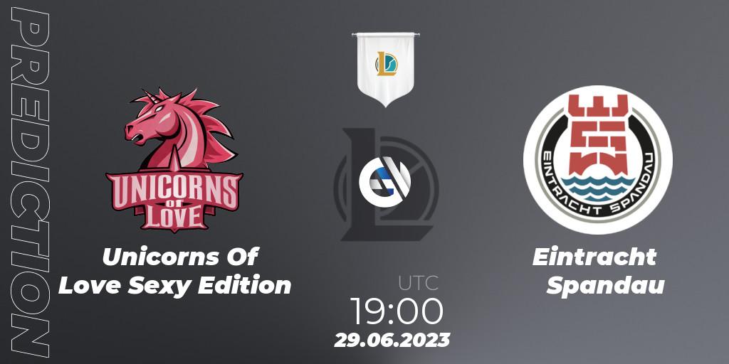 Unicorns Of Love Sexy Edition vs Eintracht Spandau: Match Prediction. 29.06.2023 at 19:00, LoL, Prime League Summer 2023 - Group Stage