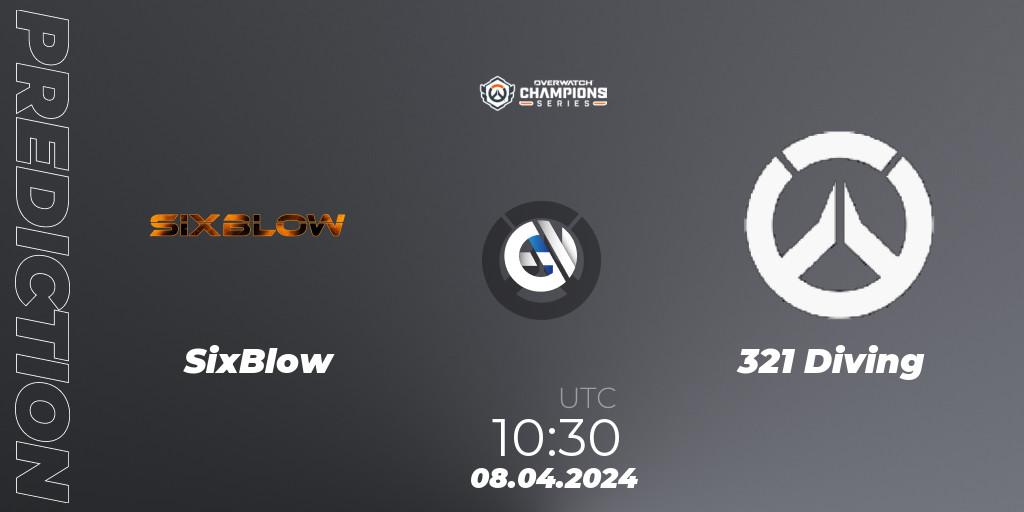 SixBlow vs 321 Diving: Match Prediction. 08.04.2024 at 10:30, Overwatch, Overwatch Champions Series 2024 - Asia Stage 1 Wild Card