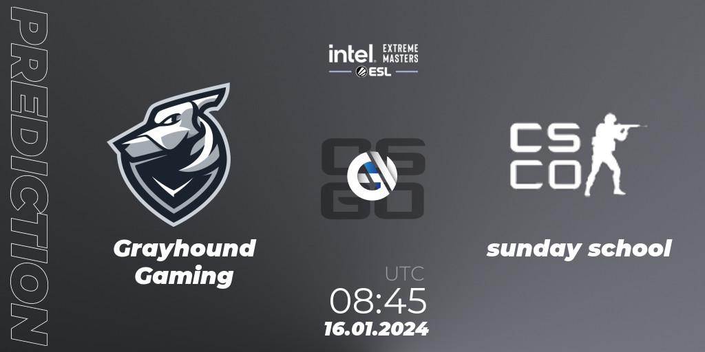 Grayhound Gaming vs sunday school: Match Prediction. 16.01.2024 at 08:45, Counter-Strike (CS2), Intel Extreme Masters China 2024: Oceanic Open Qualifier #1