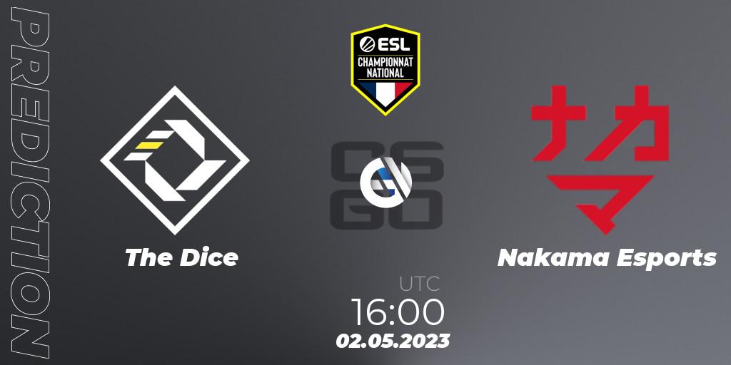 The Dice vs Nakama Esports: Match Prediction. 02.05.2023 at 16:00, Counter-Strike (CS2), ESL Championnat National Spring 2023