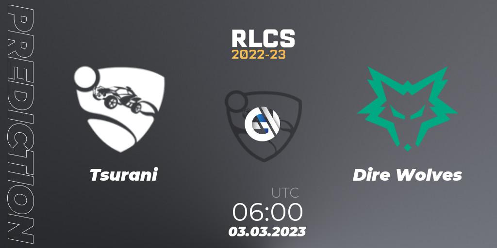 Tsurani vs Dire Wolves: Match Prediction. 03.03.2023 at 06:00, Rocket League, RLCS 2022-23 - Winter: Oceania Regional 3 - Winter Invitational