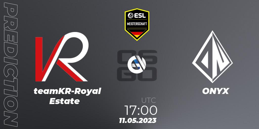 teamKR-Royal Estate vs ONYX: Match Prediction. 11.05.2023 at 17:00, Counter-Strike (CS2), ESL Meisterschaft: Spring 2023