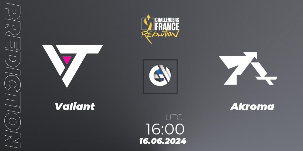 Valiant vs Akroma: Match Prediction. 16.06.2024 at 16:00, VALORANT, VALORANT Challengers 2024 France: Revolution Split 2