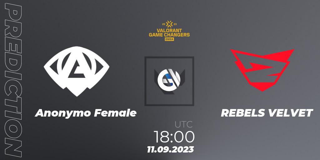 Anonymo Female vs REBELS VELVET: Match Prediction. 11.09.2023 at 18:30, VALORANT, VCT 2023: Game Changers EMEA Stage 3 - Group Stage