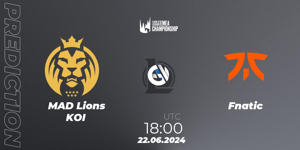 MAD Lions KOI vs Fnatic: Match Prediction. 22.06.2024 at 18:00, LoL, LEC Summer 2024 - Regular Season