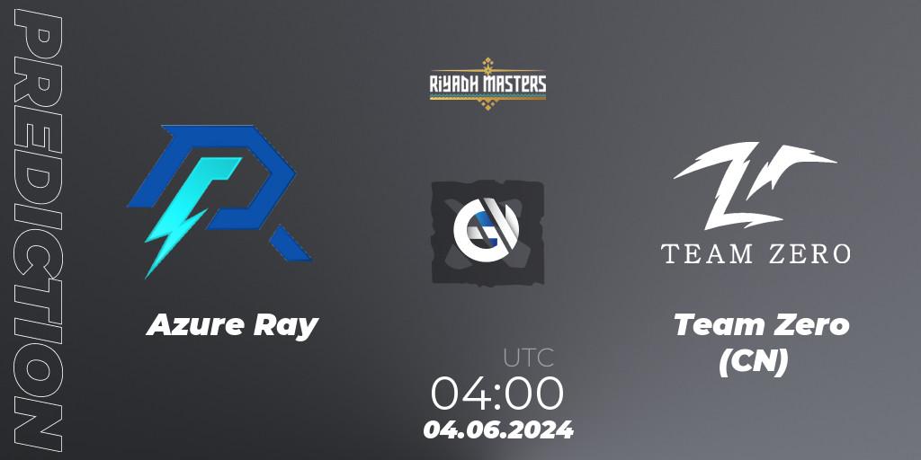 Azure Ray vs Team Zero (CN): Match Prediction. 04.06.2024 at 04:20, Dota 2, Riyadh Masters 2024: China Closed Qualifier