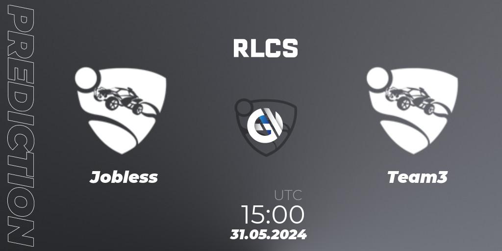 Jobless vs Team3: Match Prediction. 31.05.2024 at 15:00, Rocket League, RLCS 2024 - Major 2: EU Open Qualifier 6