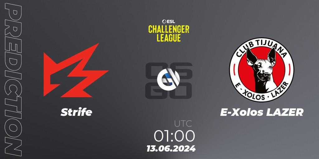 Strife vs E-Xolos LAZER: Match Prediction. 13.06.2024 at 01:00, Counter-Strike (CS2), ESL Challenger League Season 47 Relegation: North America