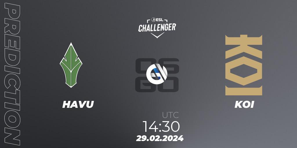HAVU vs KOI: Match Prediction. 29.02.24, CS2 (CS:GO), ESL Challenger #56: European Closed Qualifier