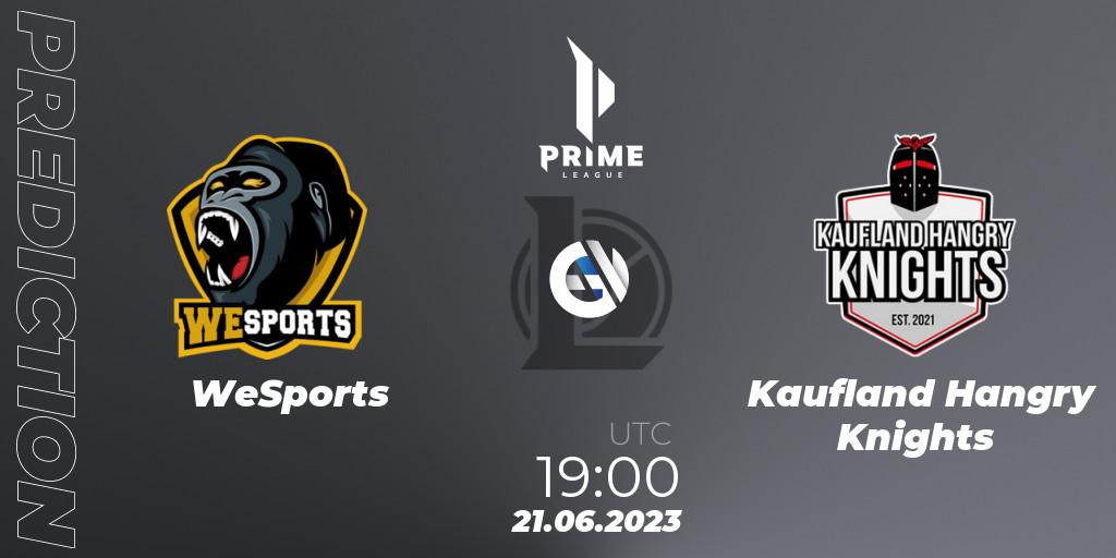WeSports vs Kaufland Hangry Knights: Match Prediction. 21.06.2023 at 19:00, LoL, Prime League 2nd Division Summer 2023