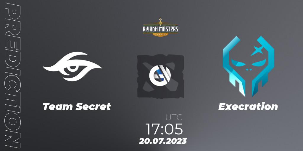 Team Secret vs Execration: Match Prediction. 20.07.2023 at 17:05, Dota 2, Riyadh Masters 2023