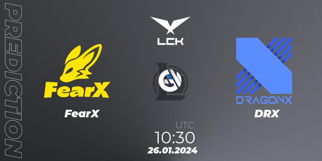 FearX vs DRX: Match Prediction. 26.01.24, LoL, LCK Spring 2024 - Group Stage