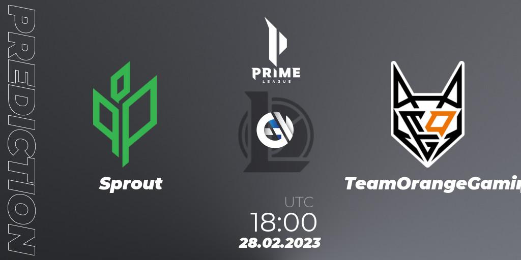 Sprout vs TeamOrangeGaming: Match Prediction. 28.02.2023 at 21:00, LoL, Prime League 2nd Division Spring 2023 - Group Stage