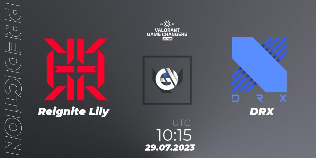 Reignite Lily vs DRX: Match Prediction. 29.07.2023 at 10:15, VALORANT, VCT 2023: Game Changers Japan Split 1
