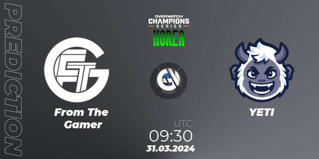 From The Gamer vs YETI: Match Prediction. 31.03.2024 at 09:30, Overwatch, Overwatch Champions Series 2024 - Stage 1 Korea