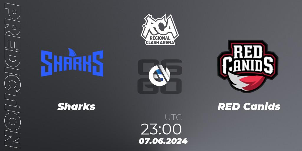Sharks vs RED Canids: Match Prediction. 08.06.2024 at 01:00, Counter-Strike (CS2), Regional Clash Arena South America