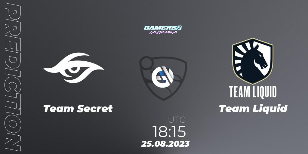 Team Secret vs Team Liquid: Match Prediction. 25.08.2023 at 18:15, Rocket League, Gamers8 2023