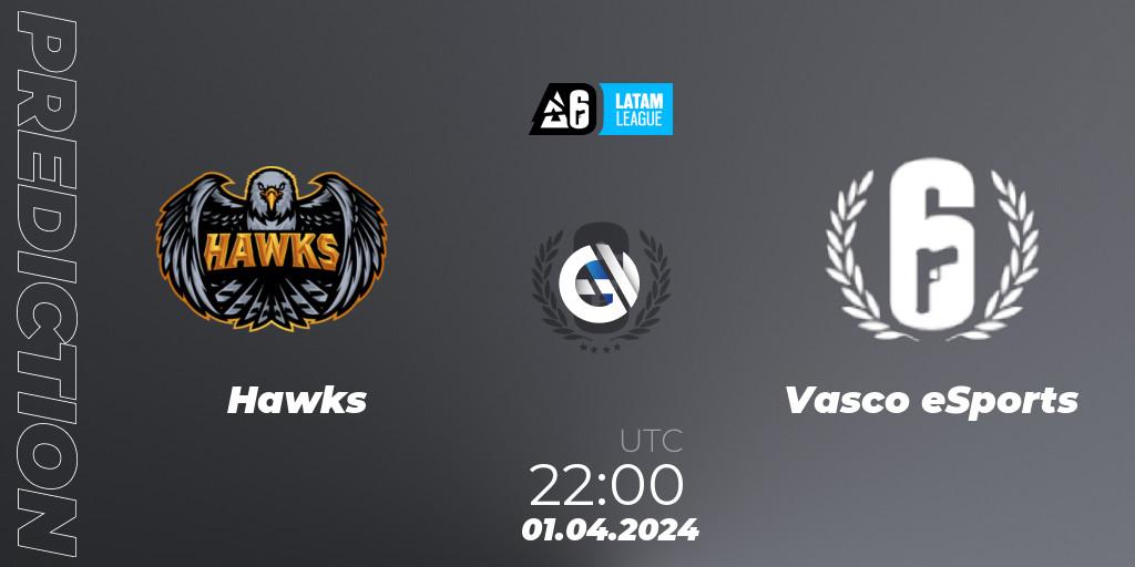Hawks vs Vasco eSports: Match Prediction. 01.04.2024 at 22:00, Rainbow Six, LATAM League 2024 - Stage 1: LATAM South