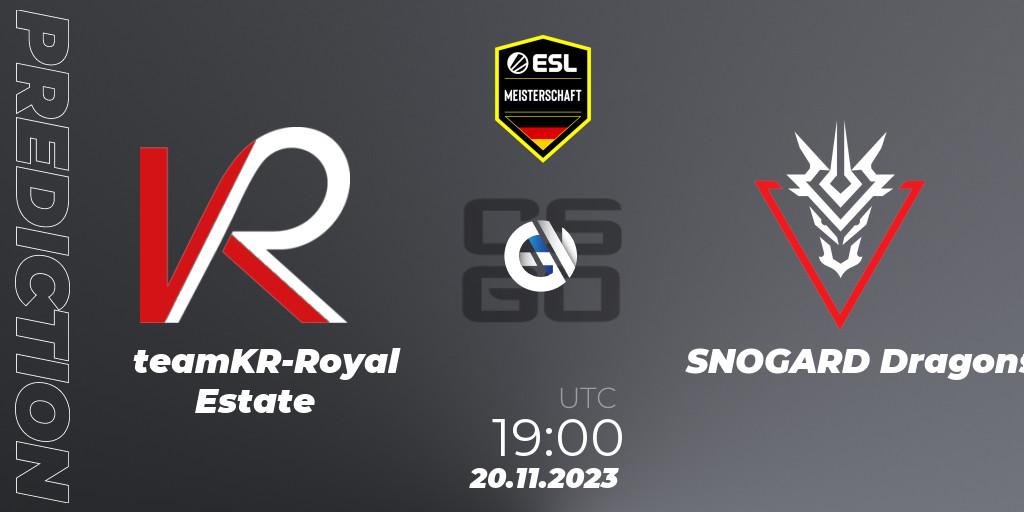 teamKR-Royal Estate vs SNOGARD Dragons: Match Prediction. 20.11.23, CS2 (CS:GO), ESL Meisterschaft: Autumn 2023