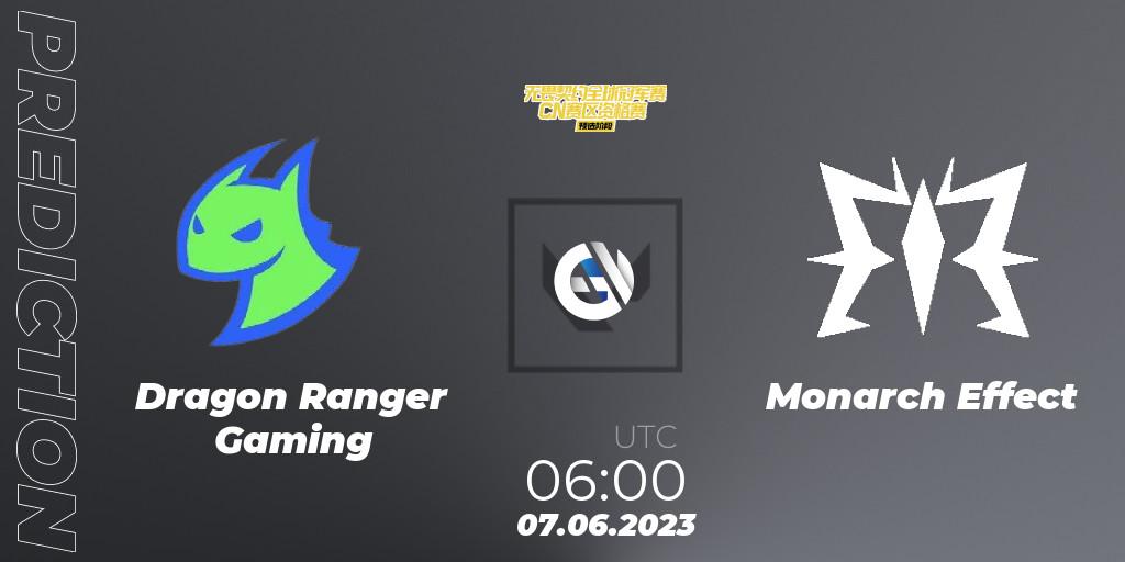Dragon Ranger Gaming vs Monarch Effect: Match Prediction. 07.06.2023 at 12:00, VALORANT, VALORANT Champions Tour 2023: China Preliminaries