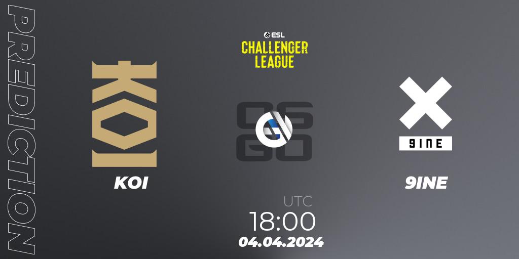 KOI vs 9INE: Match Prediction. 03.04.2024 at 18:00, Counter-Strike (CS2), ESL Challenger League Season 47: Europe