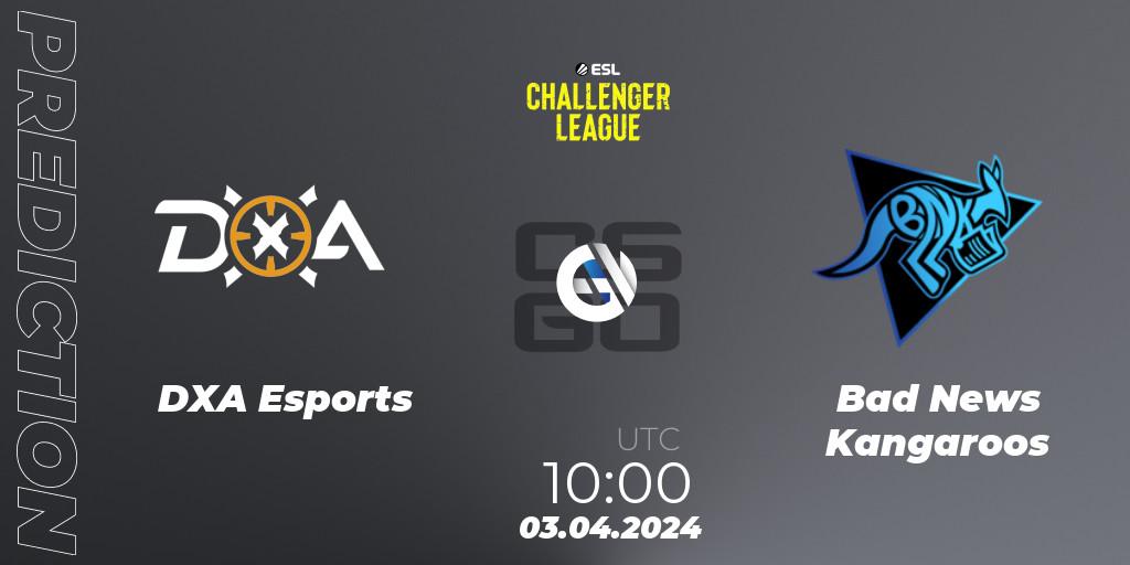 DXA Esports vs Bad News Kangaroos: Match Prediction. 03.04.2024 at 10:00, Counter-Strike (CS2), ESL Challenger League Season 47: Oceania