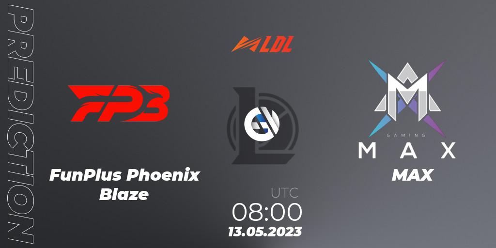 FunPlus Phoenix Blaze vs MAX: Match Prediction. 13.05.2023 at 09:05, LoL, LDL 2023 - Regular Season - Stage 2