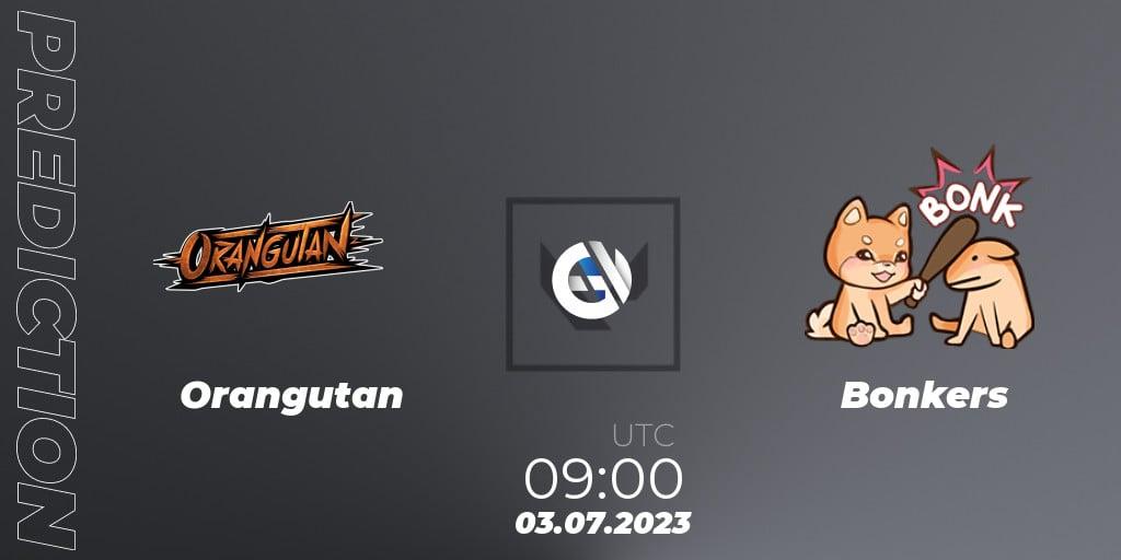 Orangutan vs Bonkers: Match Prediction. 03.07.2023 at 09:00, VALORANT, VALORANT Challengers Ascension 2023: Pacific - Group Stage
