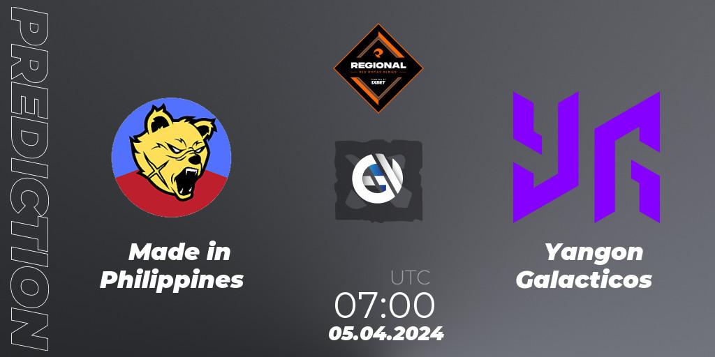 Made in Philippines vs Yangon Galacticos: Match Prediction. 05.04.2024 at 07:00, Dota 2, RES Regional Series: SEA #2