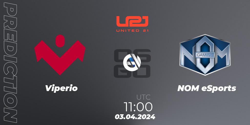 Viperio vs NOM eSports: Match Prediction. 03.04.2024 at 11:00, Counter-Strike (CS2), United21 Season 14