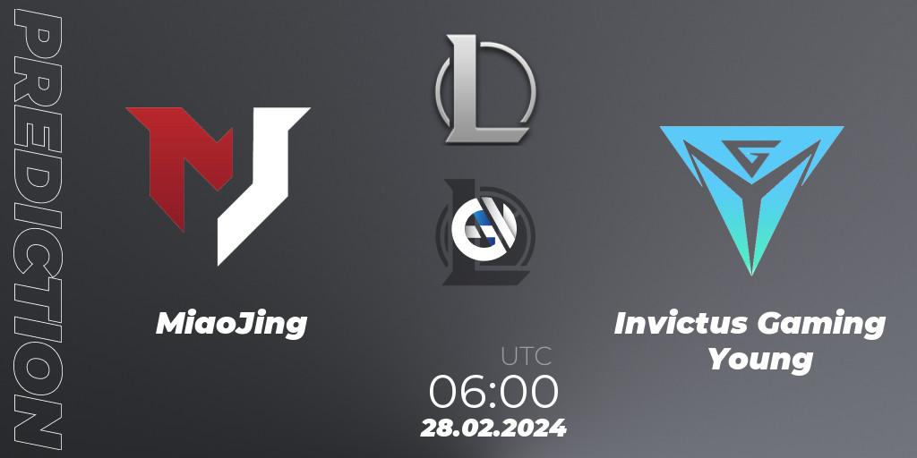 MiaoJing vs Invictus Gaming Young: Match Prediction. 28.02.24, LoL, LDL 2024 - Stage 1