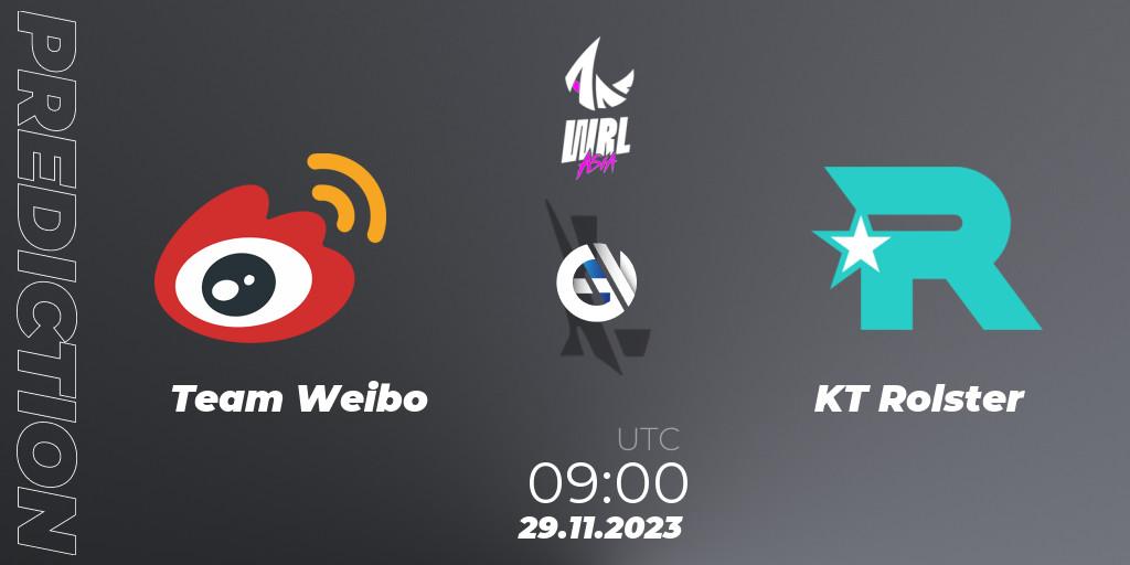 Team Weibo vs KT Rolster: Match Prediction. 29.11.2023 at 09:00, Wild Rift, WRL Asia 2023 - Season 2 - Regular Season
