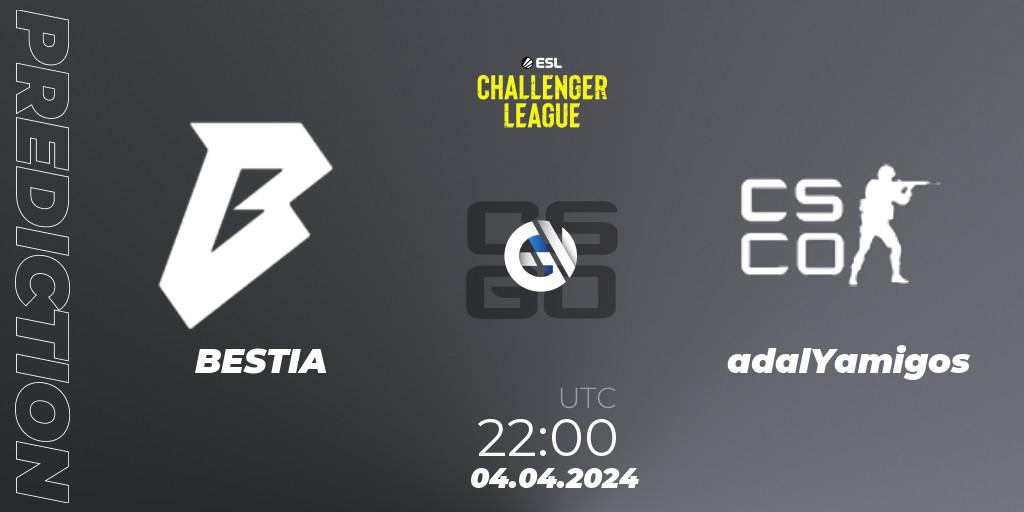BESTIA vs adalYamigos: Match Prediction. 04.04.2024 at 22:00, Counter-Strike (CS2), ESL Challenger League Season 47: South America