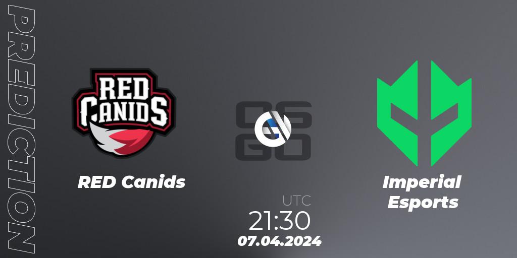 RED Canids vs Imperial Esports: Match Prediction. 07.04.2024 at 21:30, Counter-Strike (CS2), BetBoom Dacha Belgrade 2024: South American Qualifier