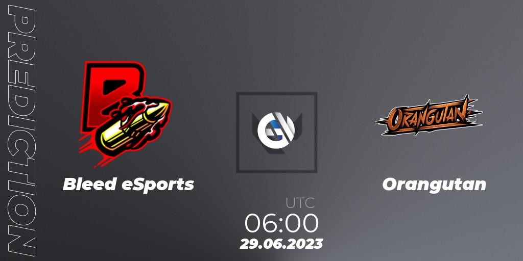 Bleed eSports vs Orangutan: Match Prediction. 29.06.2023 at 06:00, VALORANT, VALORANT Challengers Ascension 2023: Pacific - Group Stage