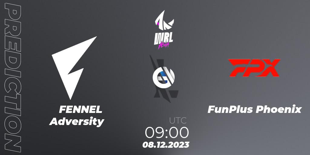FENNEL Adversity vs FunPlus Phoenix: Match Prediction. 08.12.2023 at 09:00, Wild Rift, WRL Asia 2023 - Season 2 - Regular Season