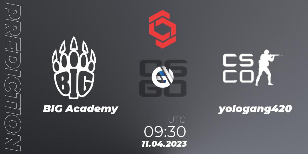 BIG Academy vs yologang420: Match Prediction. 11.04.2023 at 09:30, Counter-Strike (CS2), CCT Central Europe Series #6: Closed Qualifier