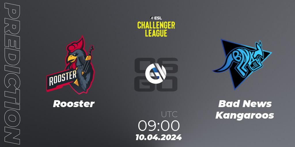 Rooster vs Bad News Kangaroos: Match Prediction. 10.04.2024 at 09:00, Counter-Strike (CS2), ESL Challenger League Season 47: Oceania