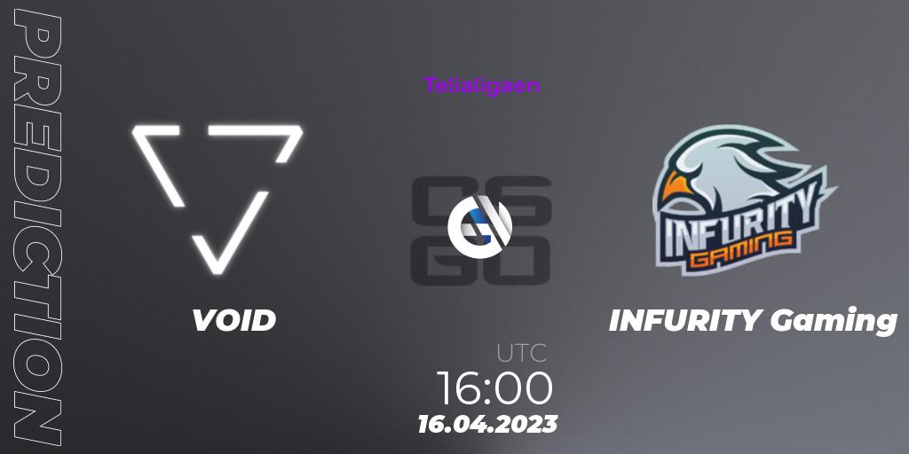 VOID vs INFURITY Gaming: Match Prediction. 16.04.2023 at 16:00, Counter-Strike (CS2), Telialigaen Spring 2023: Group stage
