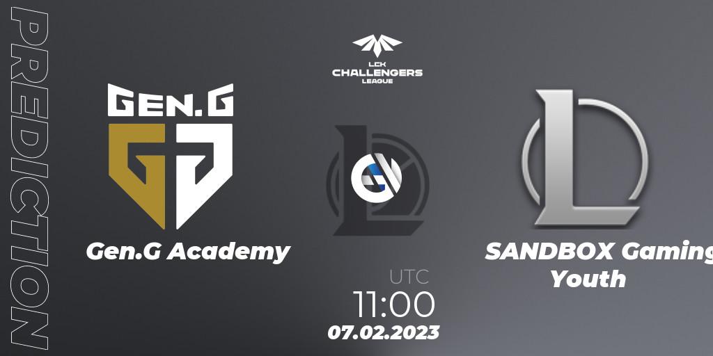 Gen.G Academy vs SANDBOX Gaming Youth: Match Prediction. 07.02.2023 at 11:00, LoL, LCK Challengers League 2023 Spring