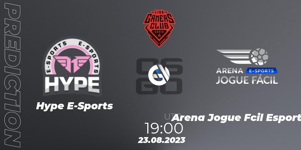 Hype E-Sports vs Arena Jogue Fácil Esports: Match Prediction. 23.08.2023 at 19:00, Counter-Strike (CS2), Gamers Club Liga Série A: August 2023
