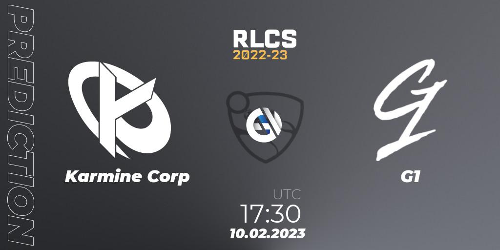 Karmine Corp vs G1: Match Prediction. 10.02.2023 at 17:30, Rocket League, RLCS 2022-23 - Winter: Europe Regional 2 - Winter Cup